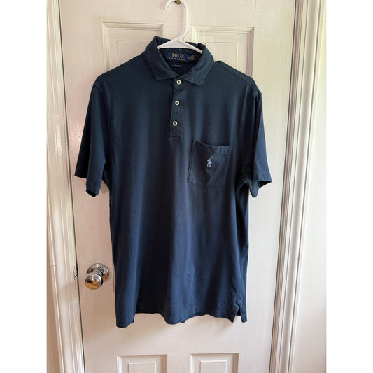 Polo Ralph Lauren Navy Polo Shirt Men's White Pocket Pony SM