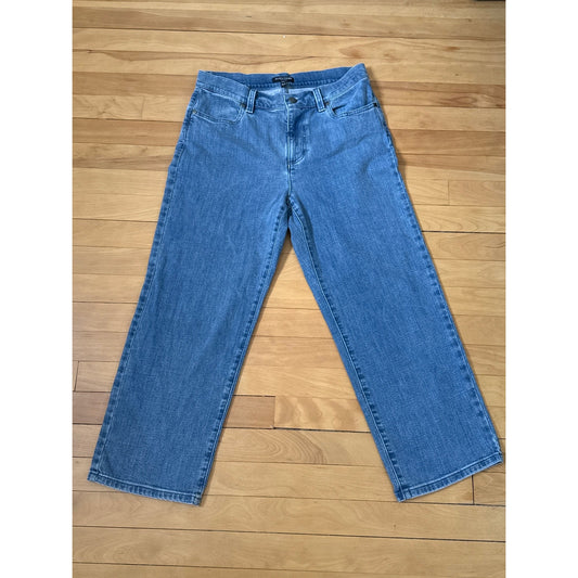 Eileen Fisher Petite Small Mid Rise Light Wash Wide Leg Jeans
