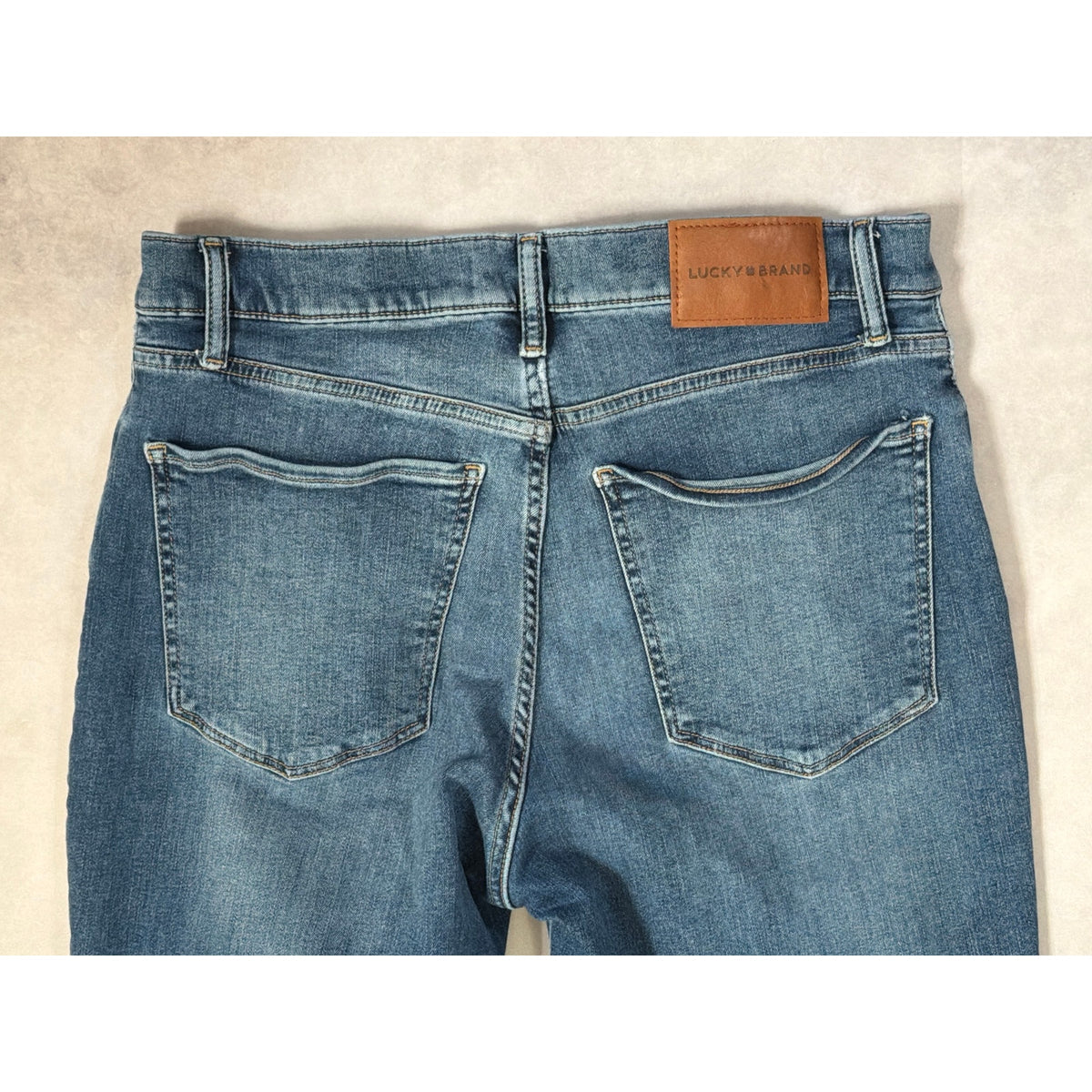 Lucky Brand High Rise Bridgette Crop Flare Jeans Size 12 / 31 Medium Wash Raw Hem