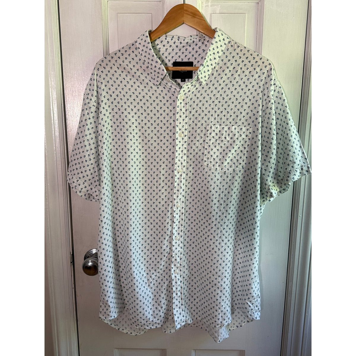 Rails Men's XXL Carson Blue Fleurs Daisy Floral Short Sleeve Linen Blend Shirt EUC