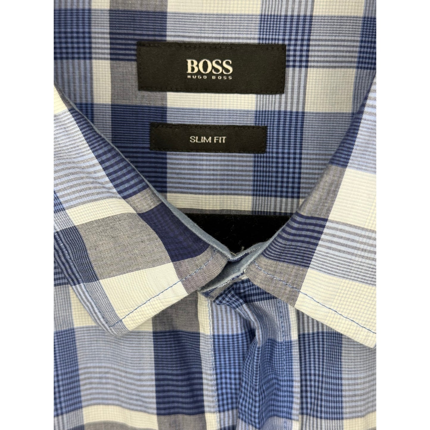Hugo Boss Slim Fit Button Down Shirt Blue/White Plaid XL