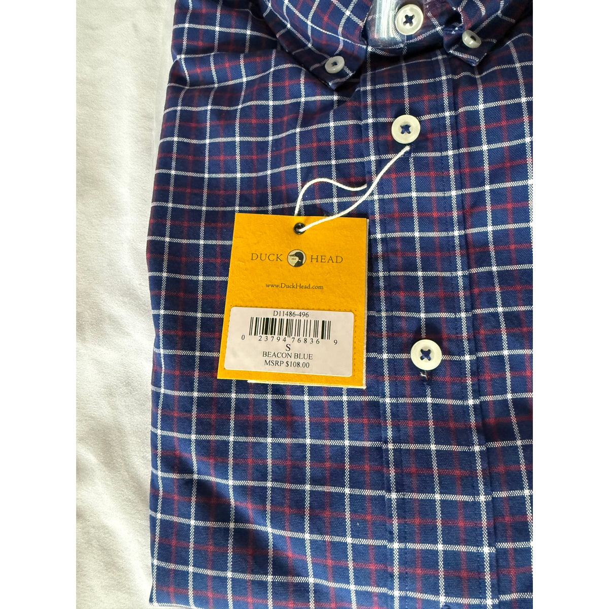 Duck Head Beacon Blue Plaid Flannel Shirt Men's Small NWT Long Sleeve