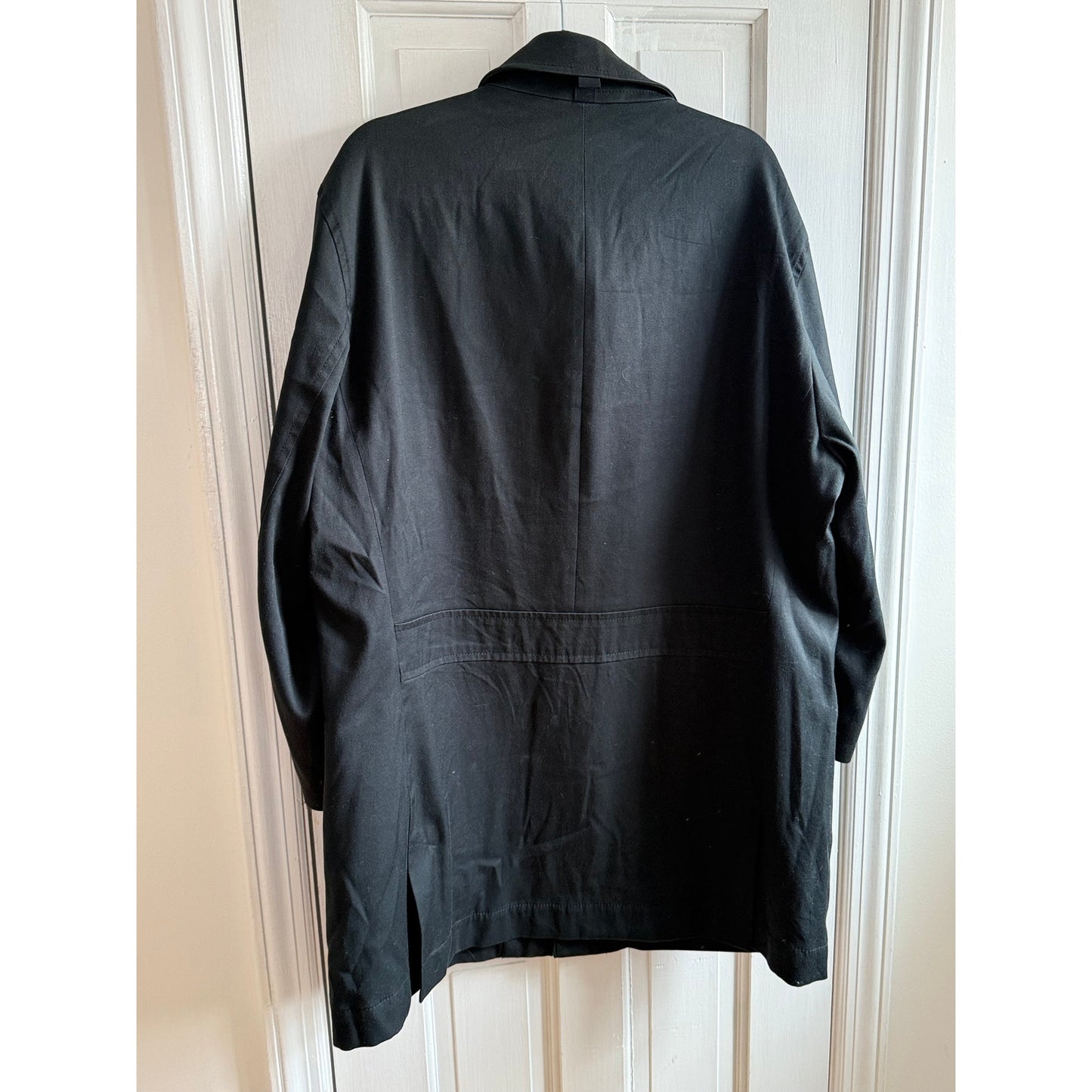 Hugo Boss "Candon" Black Cotton Overcoat - Men's Size 46R - Excellent Condition