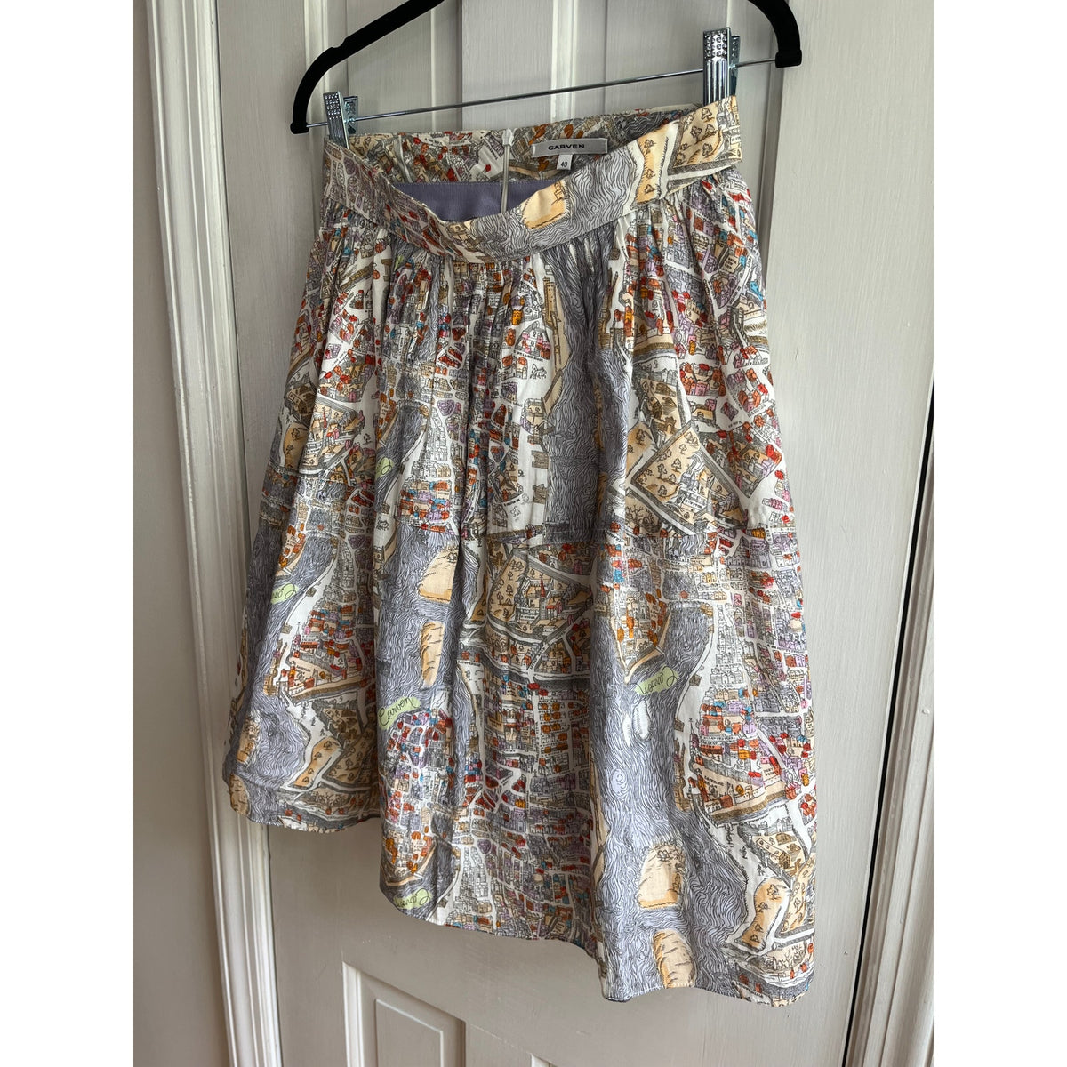 ✨ Carven Paris Graphic Print High-Rise Pleated Skirt, US 4 EU 40 ✨