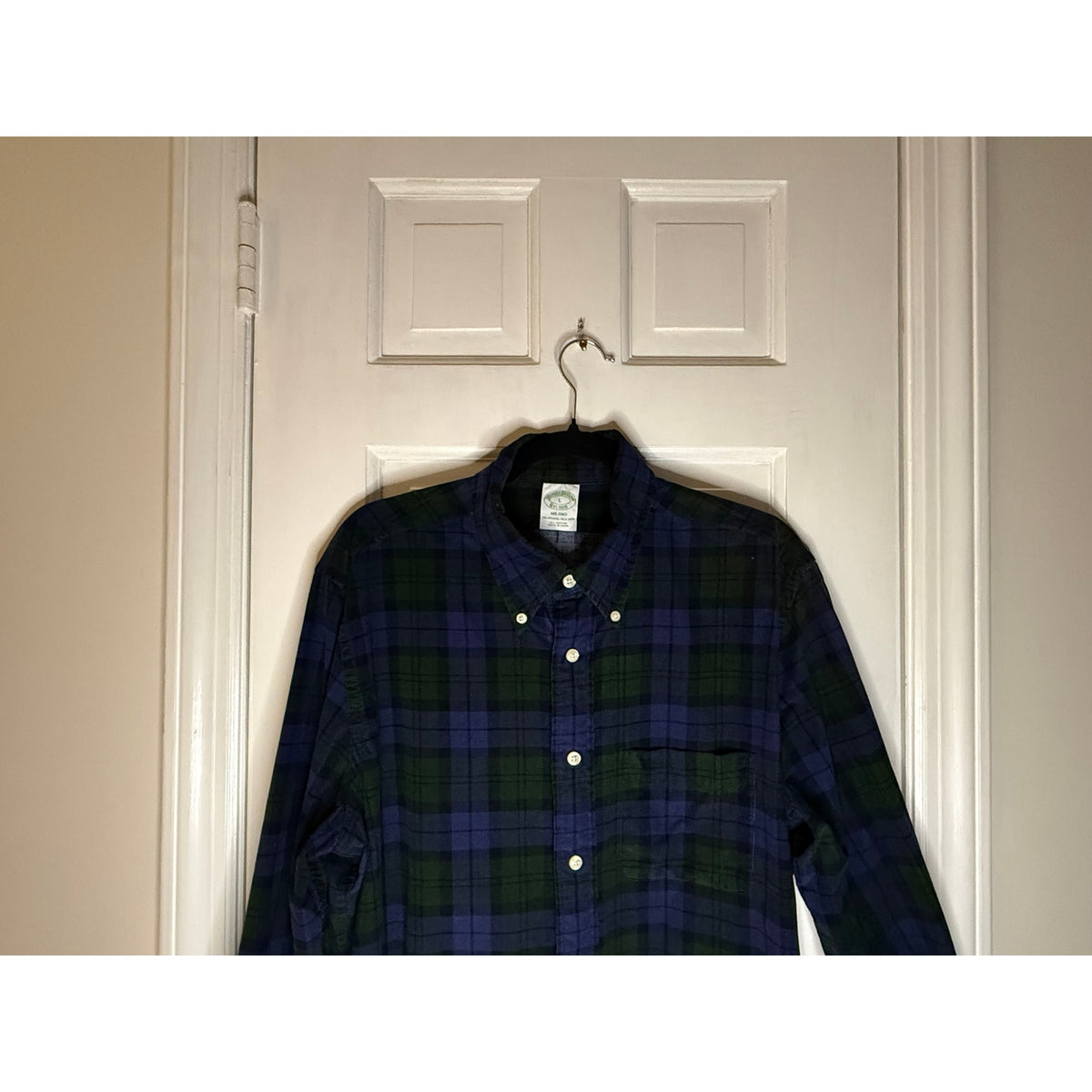 Brooks Brothers Men’s Green/Blue Plaid Button Down Shirt Size Large