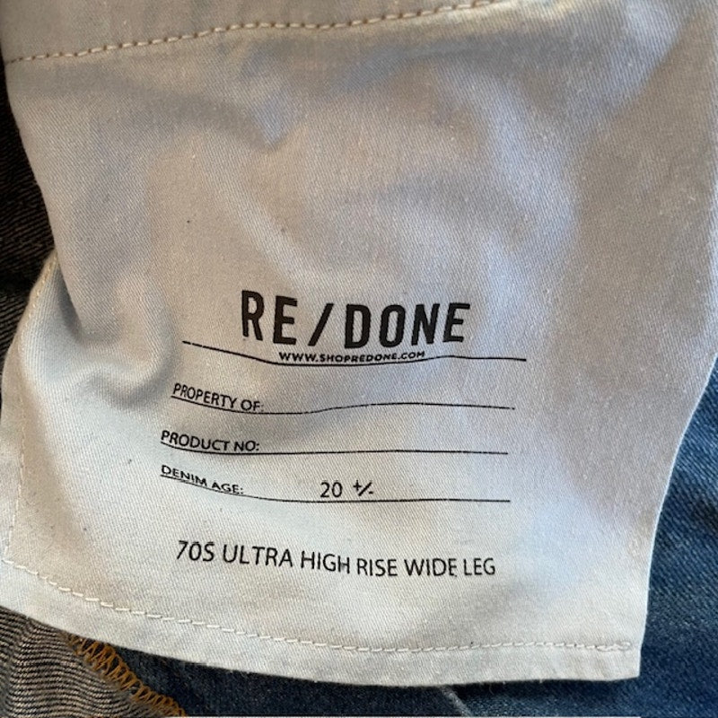 Re/done 70s ultra high rise wide leg jeans, size 27