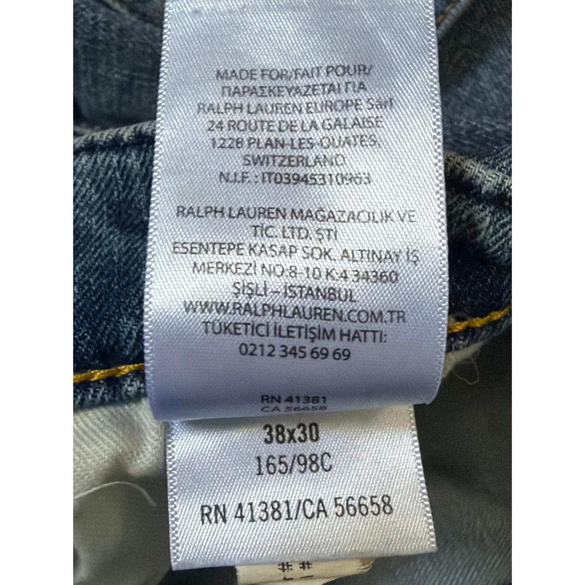 Vintage Polo Ralph Lauren Size 38 x 30  Blue Wide Leg Mens Jeans
