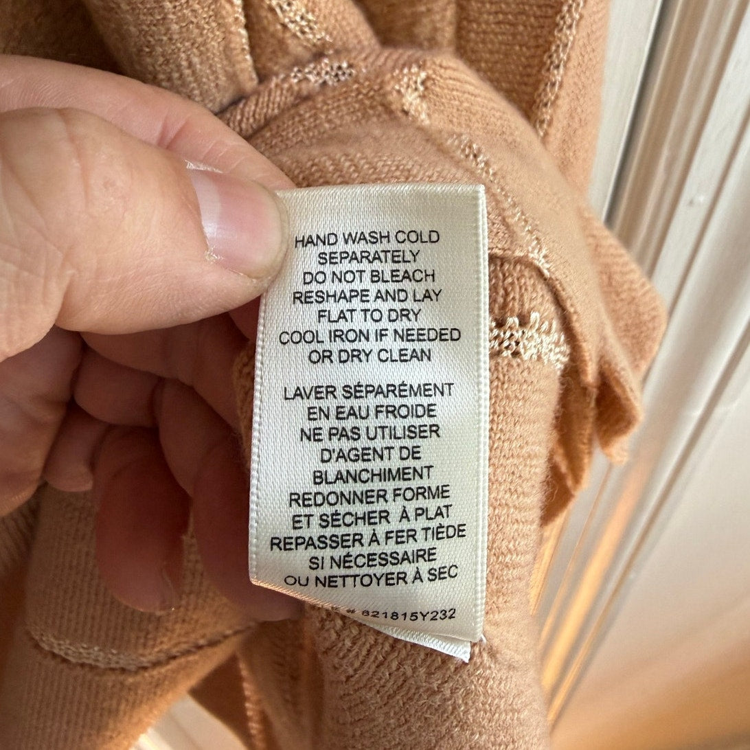 Rebecca Taylor Sweater Large L Camel Tan Brown Ribbed Knit Wool Pullover