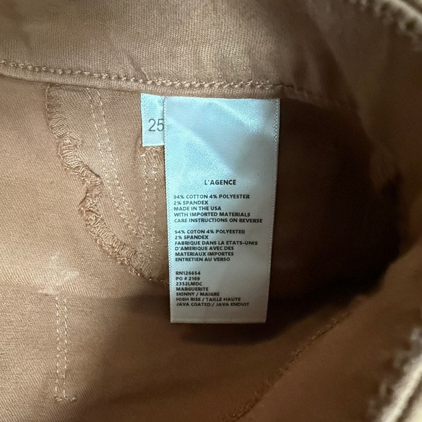 L'AGENCE Marguerite High Rise Skinny Jeans - Java Coated - Size 25 - EUC