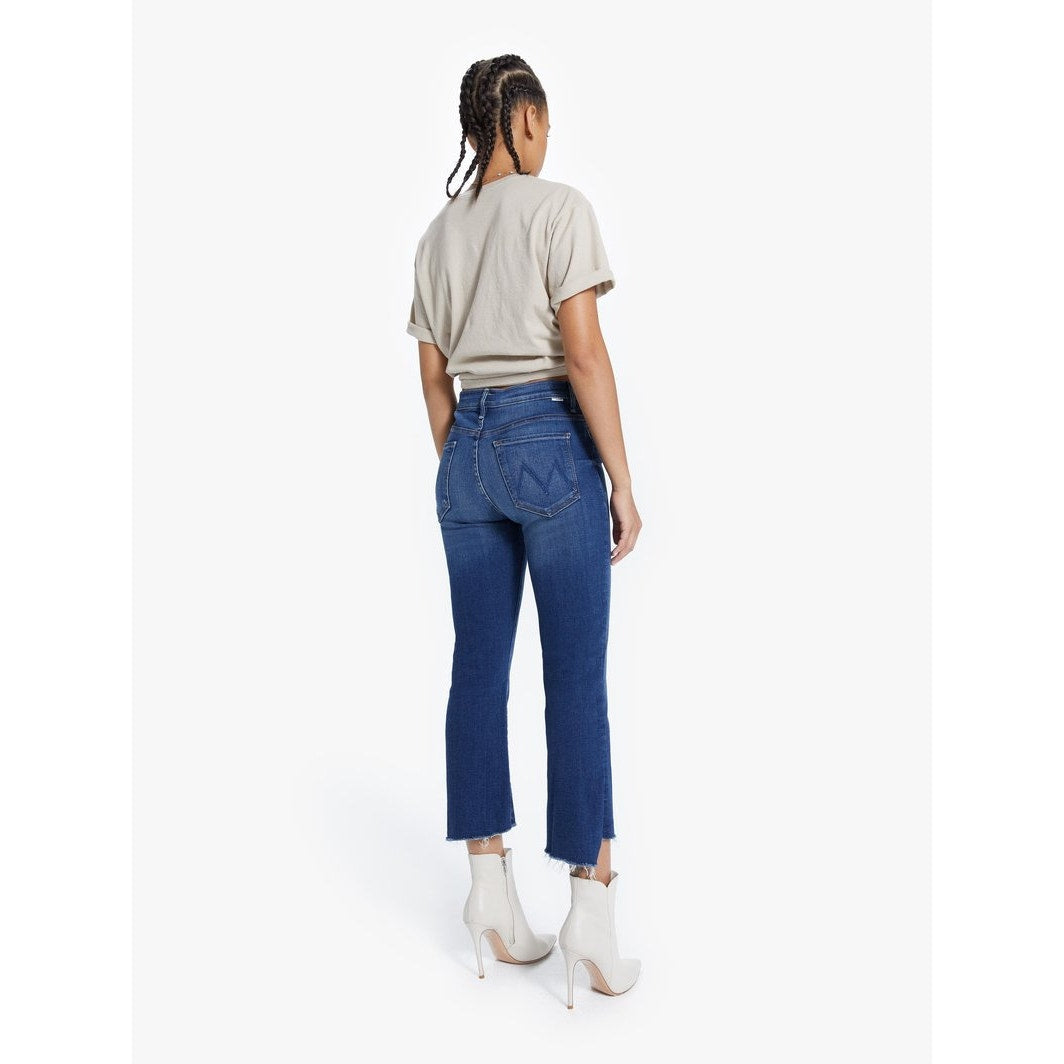 MOTHER The Insider Crop Step Fray Jeans Black Size 25 High Rise Bootcut