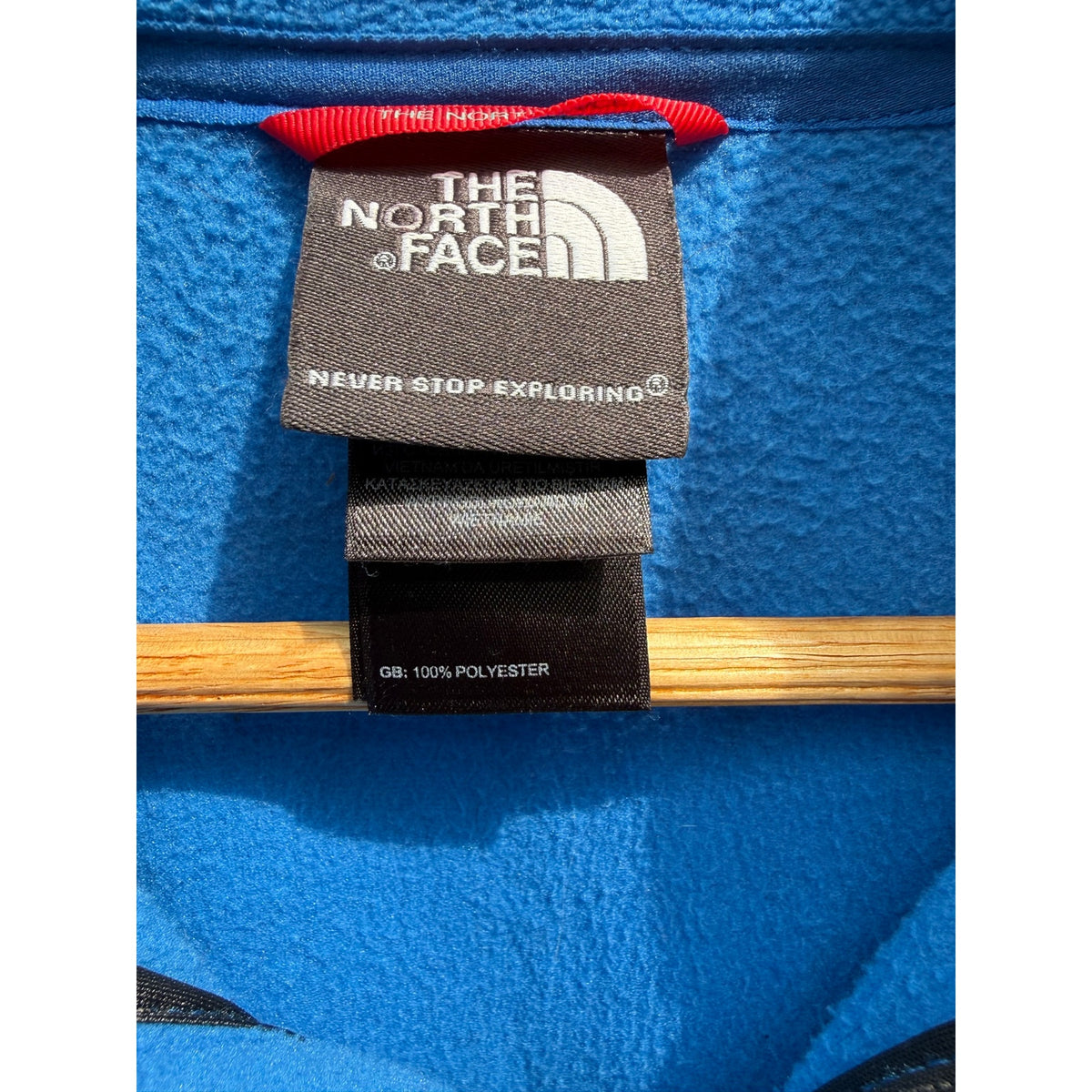 The North Face Blue Denali Fleece Jacket Zip Chest Pocket Outdoor Layering Medium