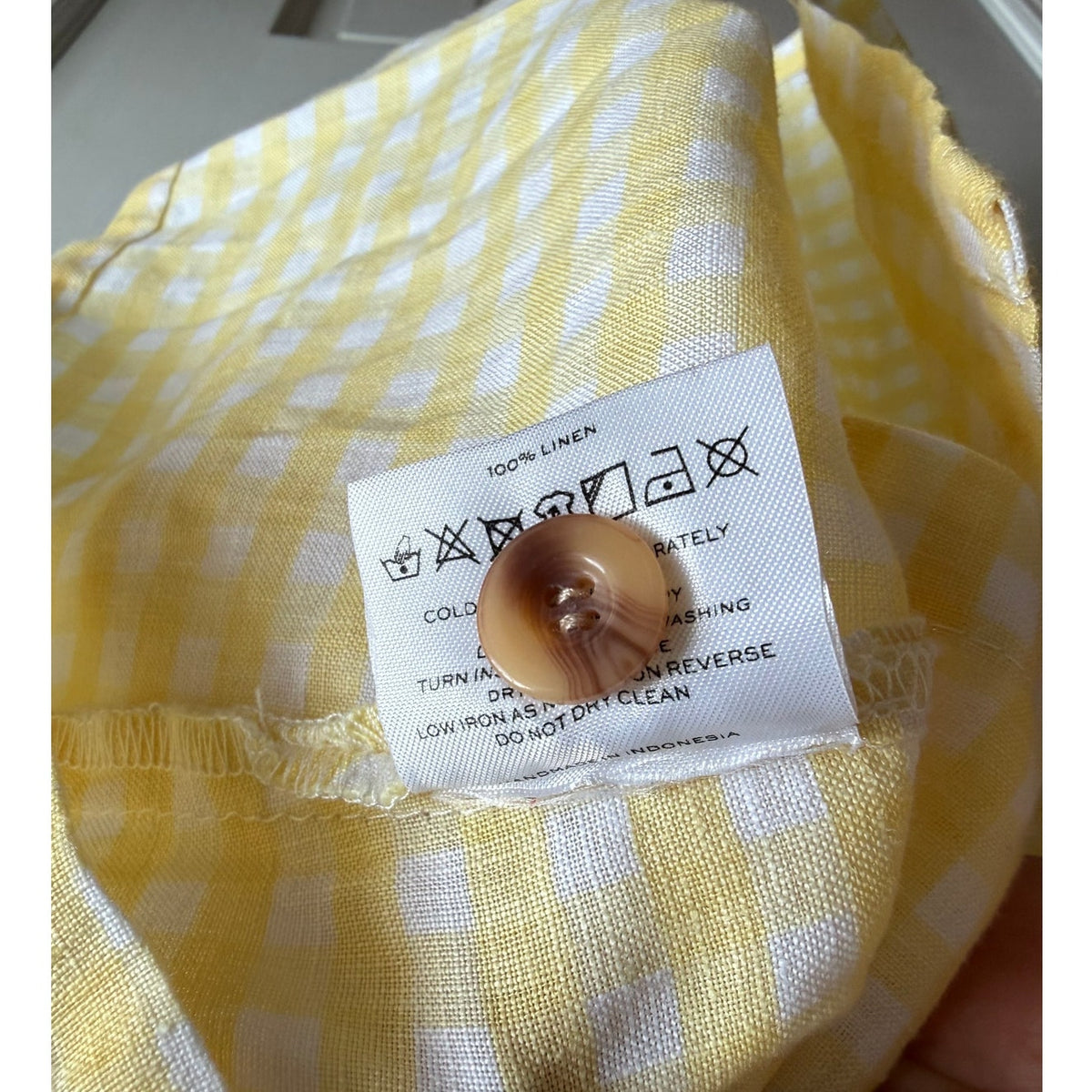 Faithfull The Brand Rodeo Mini Dress - Size 2 US / XS - Yellow Gingham 100% Linen