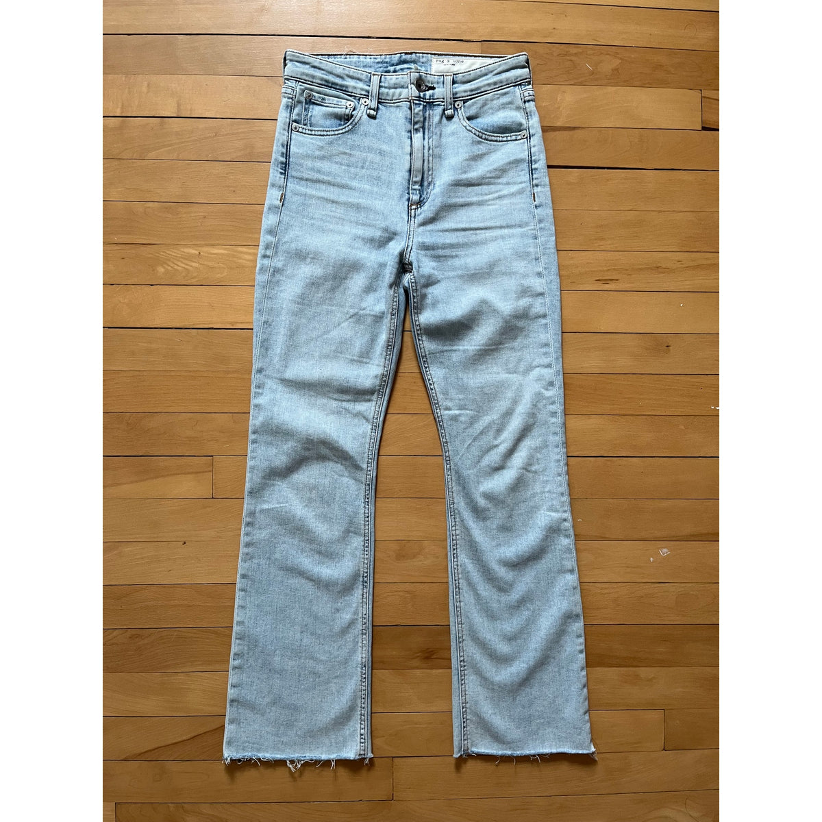 Rag & Bone Nina High Rise Ankle Flare Jeans Jade Light Wash Size 25