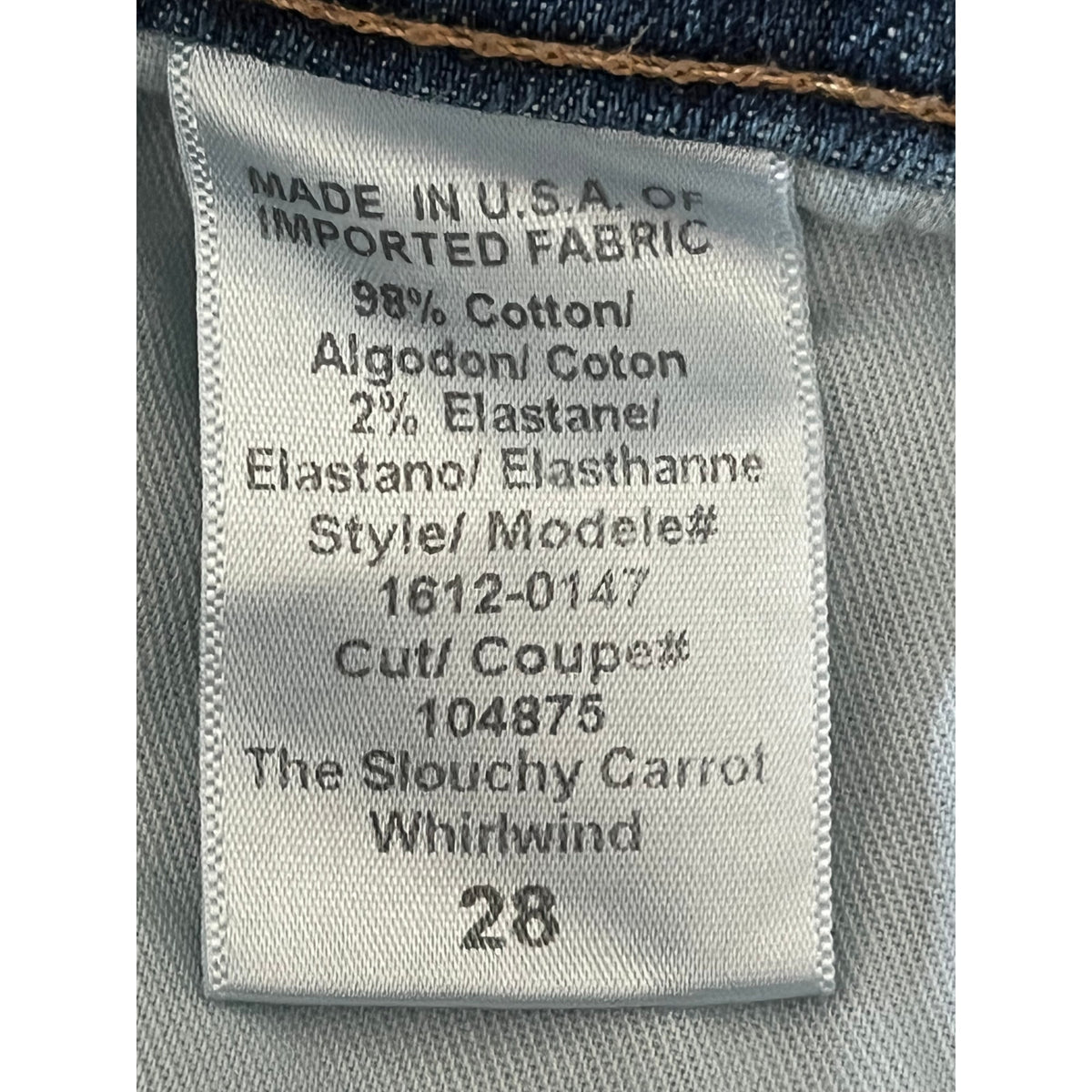 👟🕊️ Current/Elliott The Slouchy Carrot Straight Jeans Whirlwind Blue Size 28