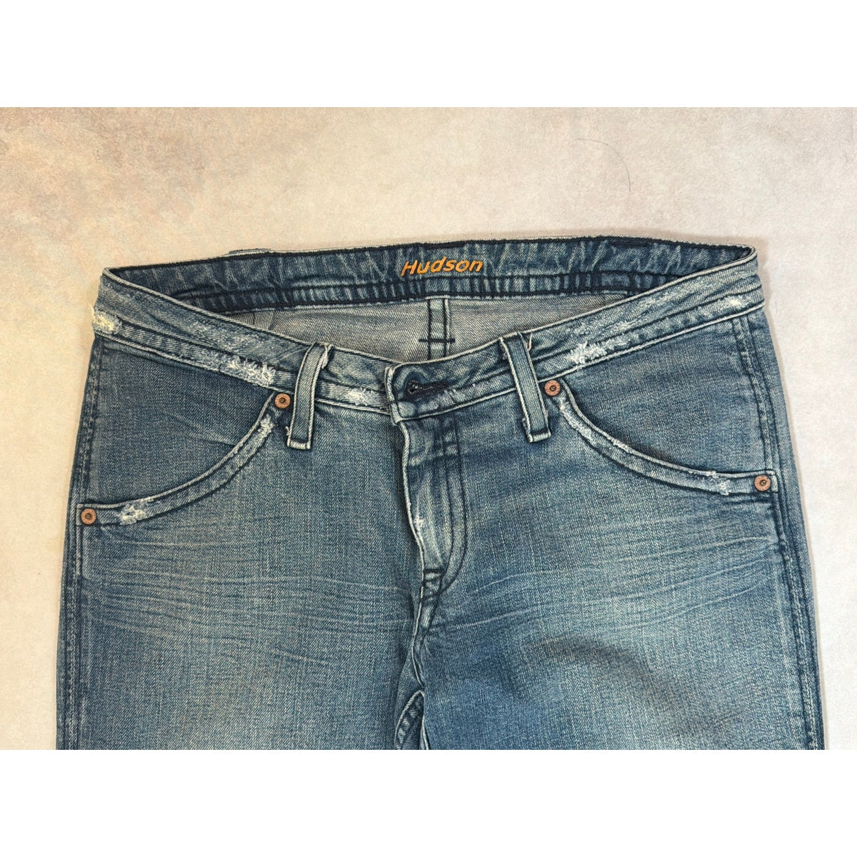 Hudson Jeans Made in USA Distressed Mid Rise Bootcut Flare Jeans Blue Size 31