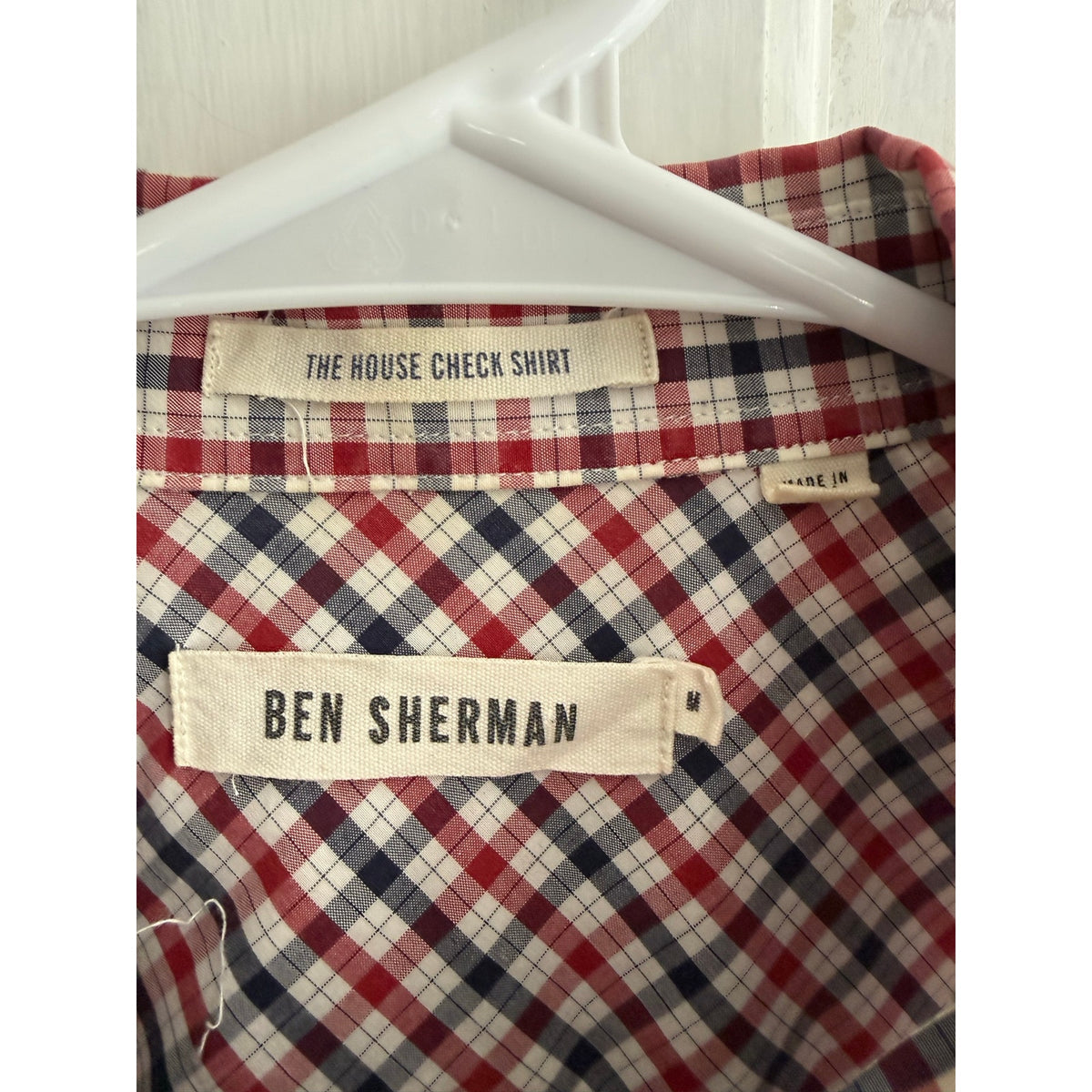Ben Sherman Men's Red White Blue Gingham Button Down Med