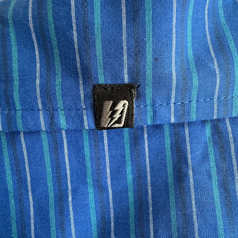 Amplify Men's Blue Striped Short Sleeve Button Down Shirt Size Lg