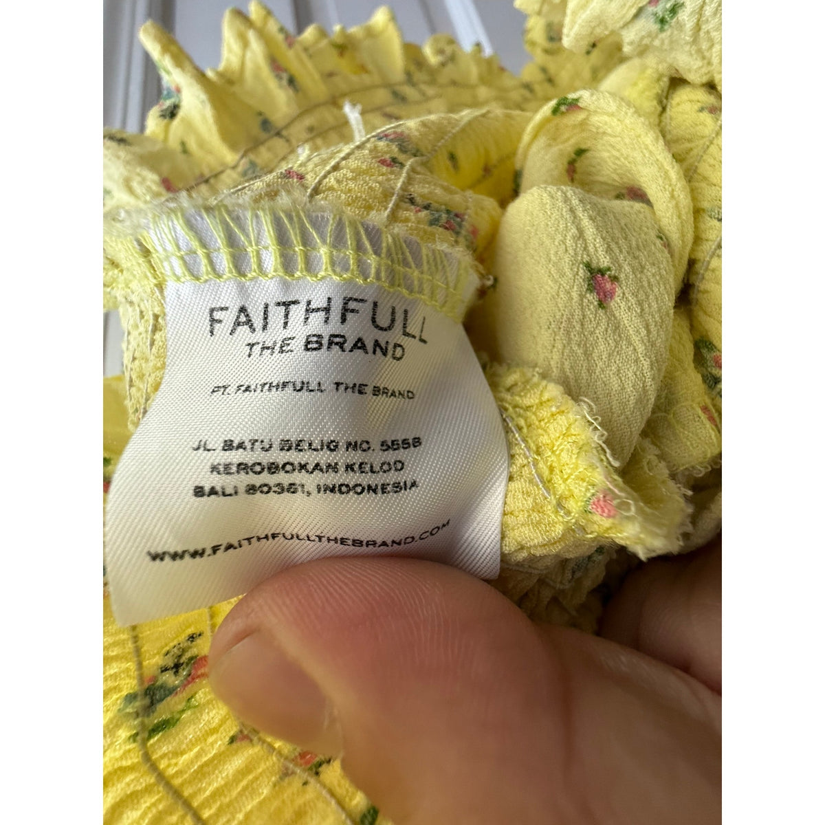 Faithfull the Brand Yellow Floral Puff Sleeve Off-the-Shoulder Top - Size 6