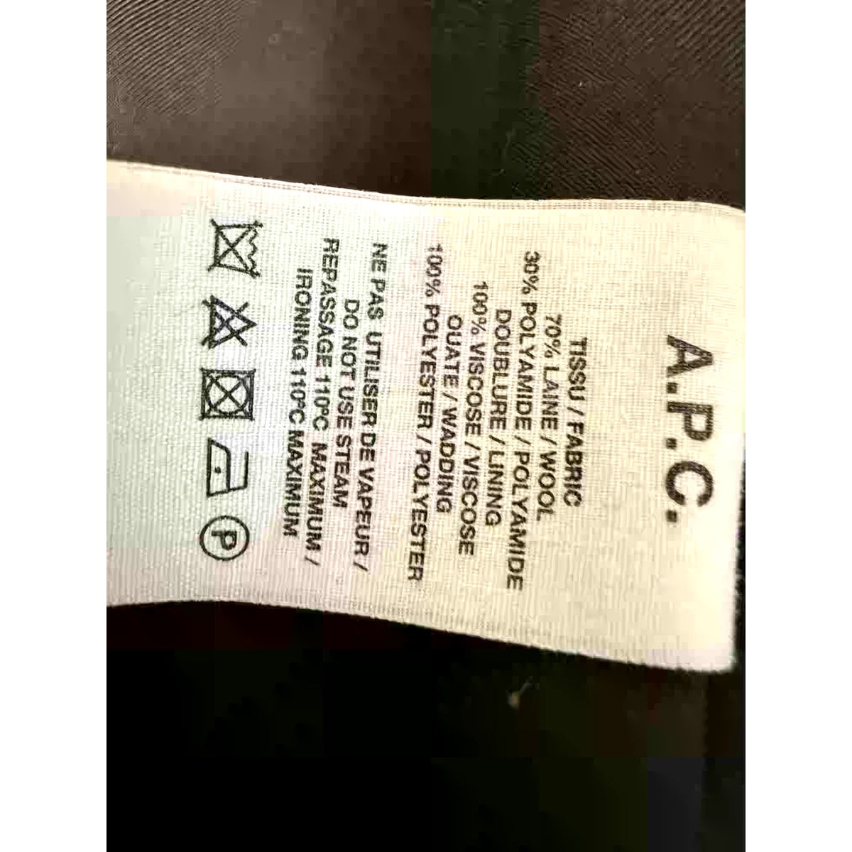 A.P.C. Black & White Men's Houndstooth Wool Coat Medium