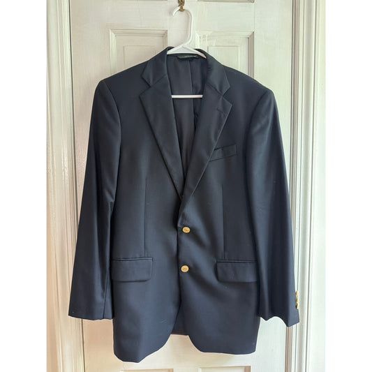 Brooks Brothers Navy Saxxon Wool Blazer 38R Gold Buttons