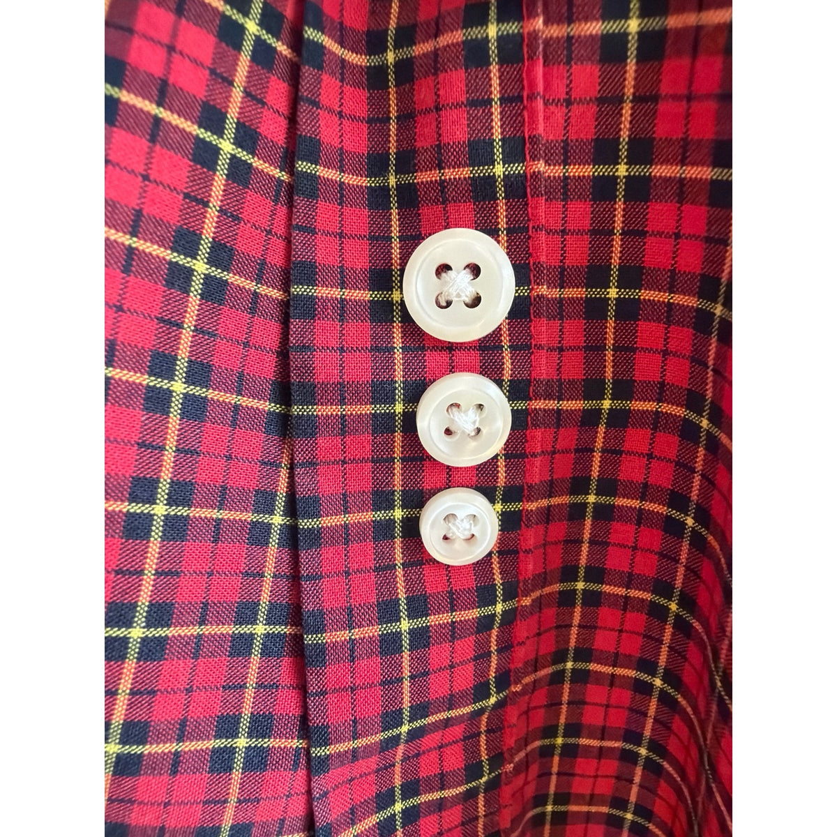 Lauren Ralph Lauren Red Green Yellow Plaid Button Up Shirt Slim Fit 15.5 32/33