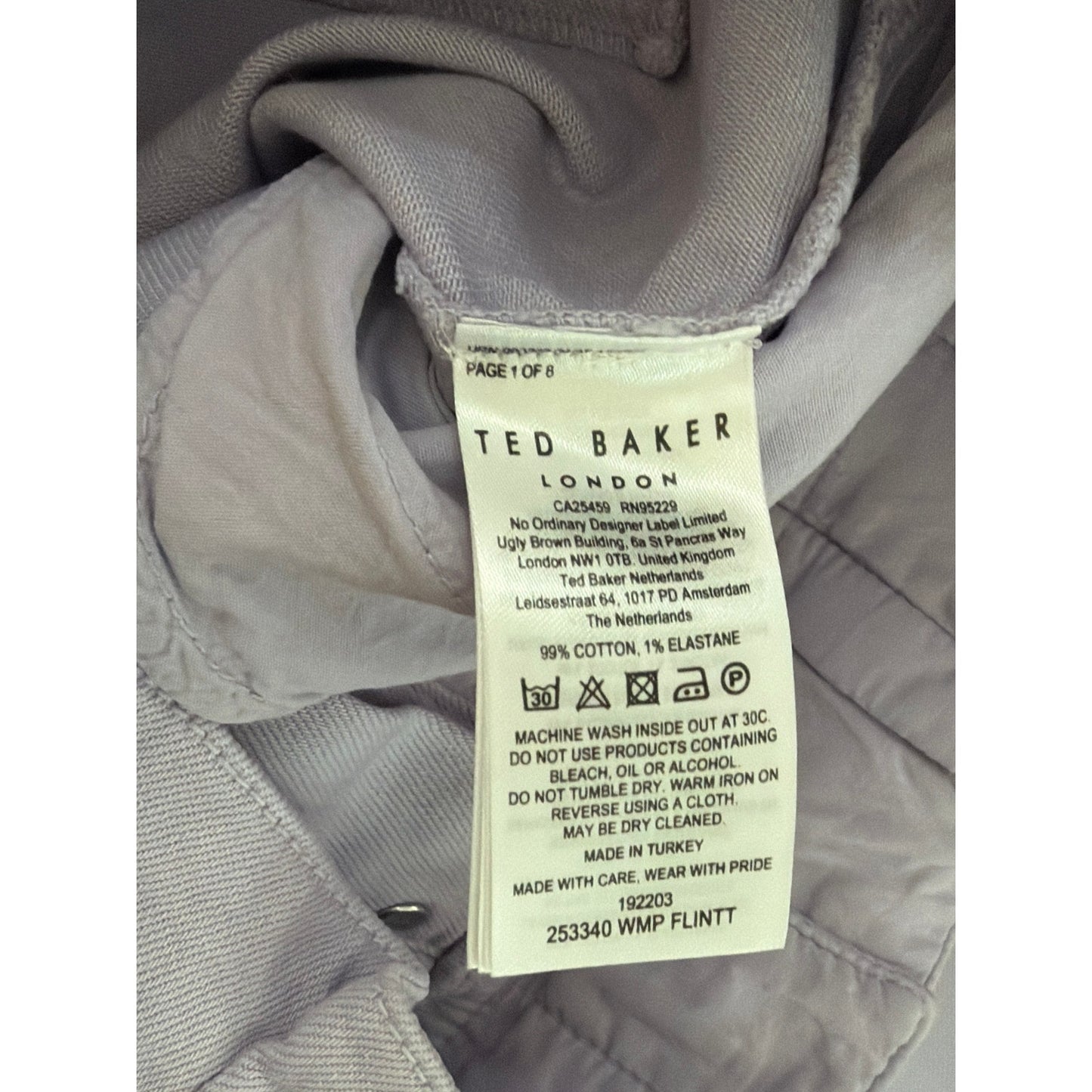 Ted Baker Size 29 Stretch Waist Barrel Leg Cargo Pastel Purple Jeans