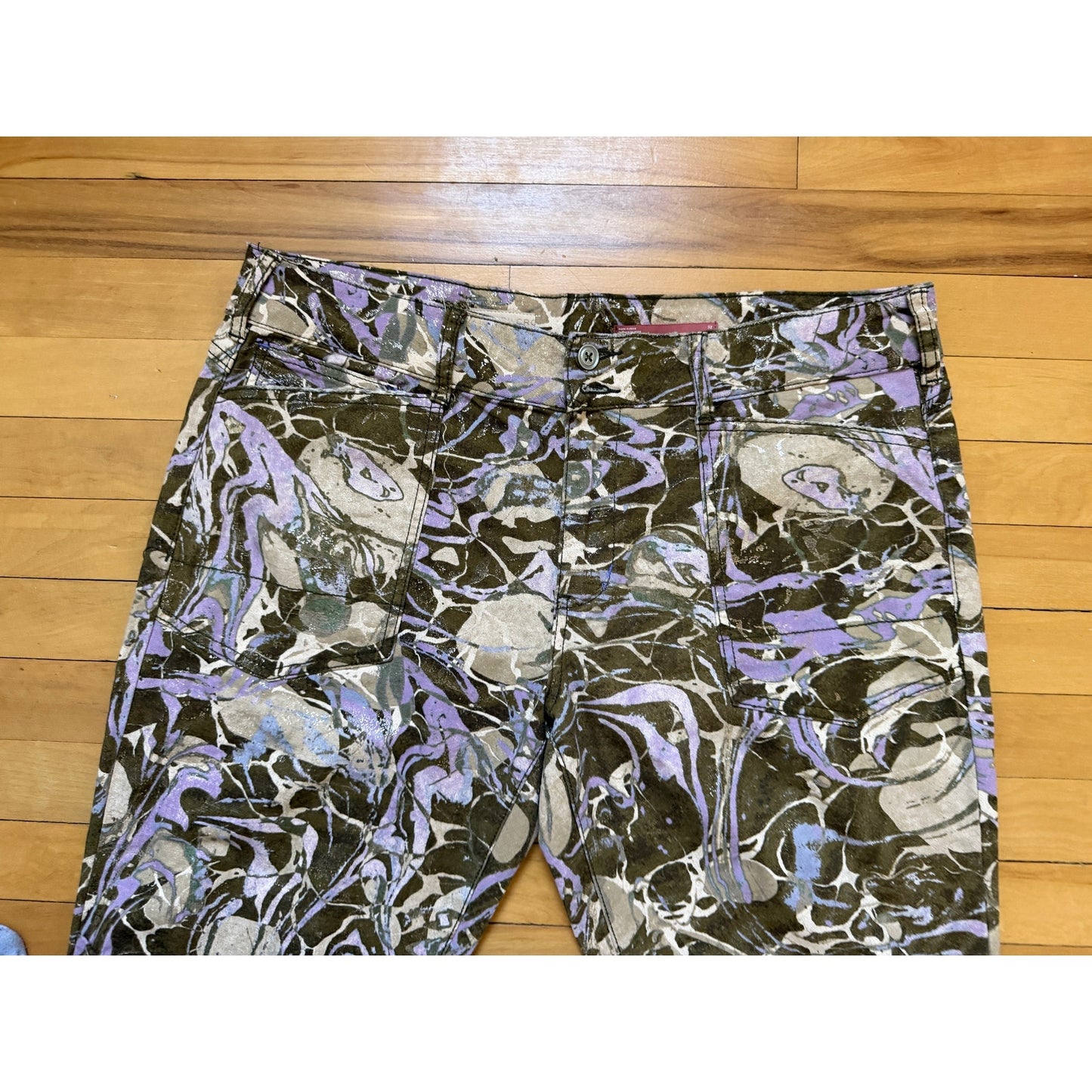 Anthropologie Pilcro The Wanderer Low Rise Wide Leg Pants 32 Purple Green Fluid EUC