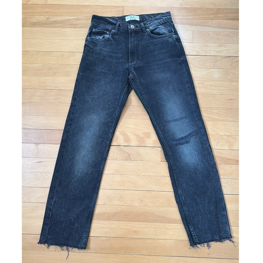 We The Free Size 26 Mid Rise Straight Leg Distressed Black Faded Jeans