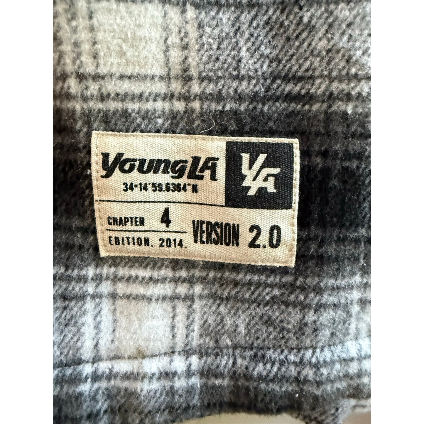 YoungLA Plaid Hoodie Flannel Shirt Black White Mens Large L NWOT Streetwear