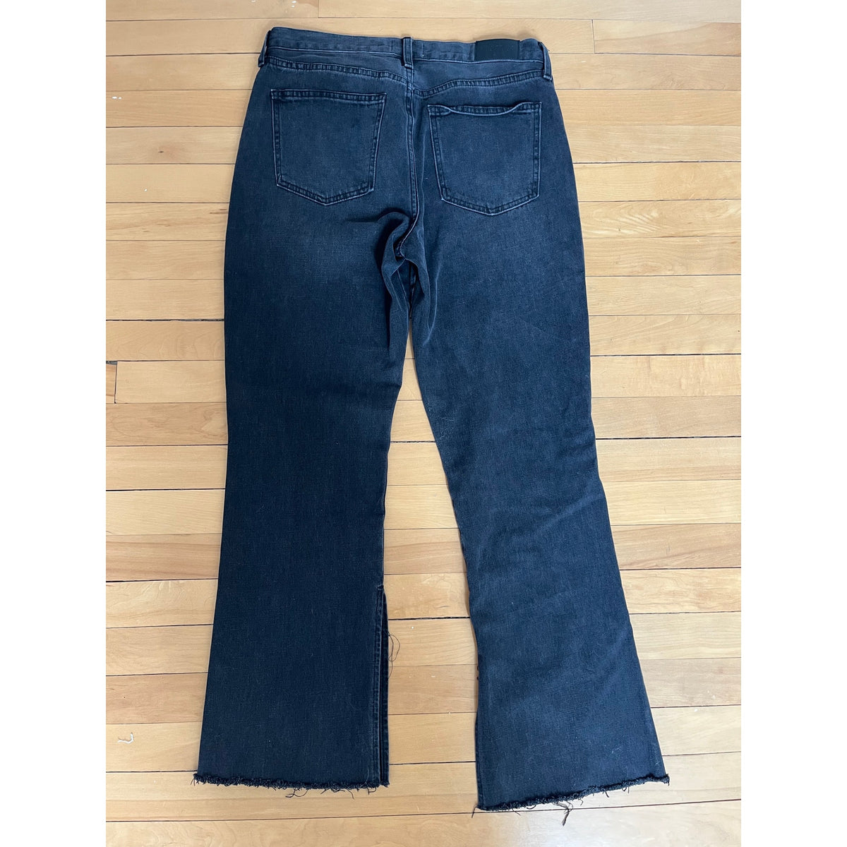 Pistola Charlie High Rise Wide Leg Jeans Distressed Black Slit Hem 30