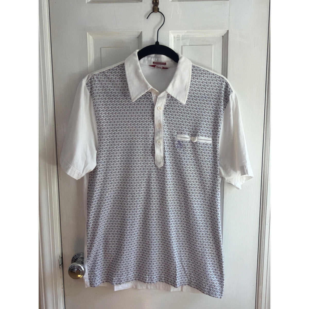 Original Penguin Polo Shirt Men’s Small Striped Blue Short Sleeve Cotton EUC