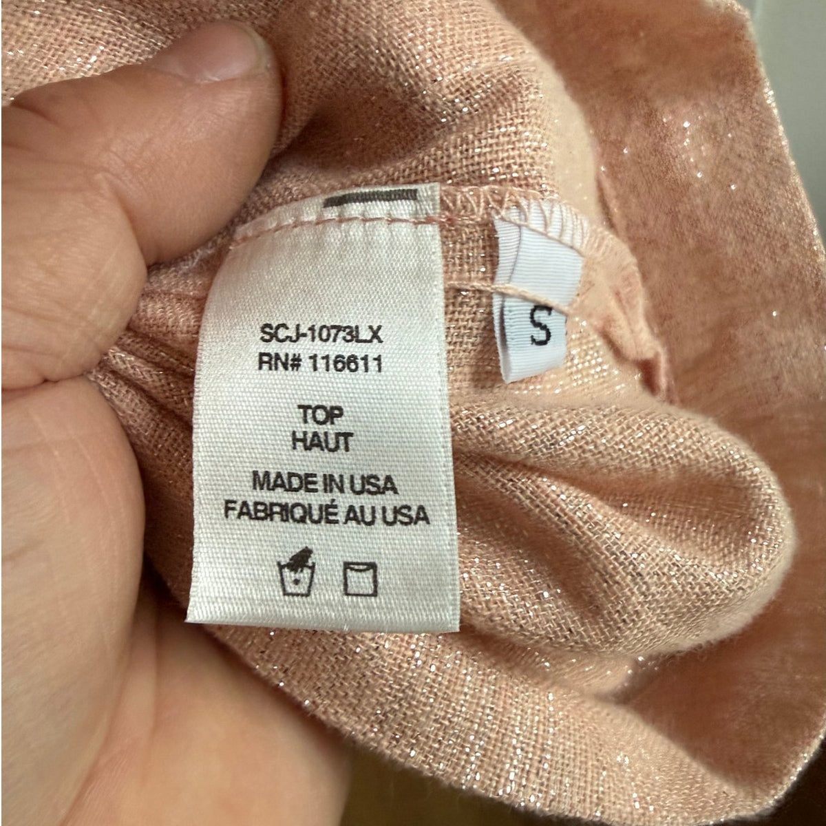 Amadi Peach Linen Blazer Small Double Breasted Shimmer Anthropologie