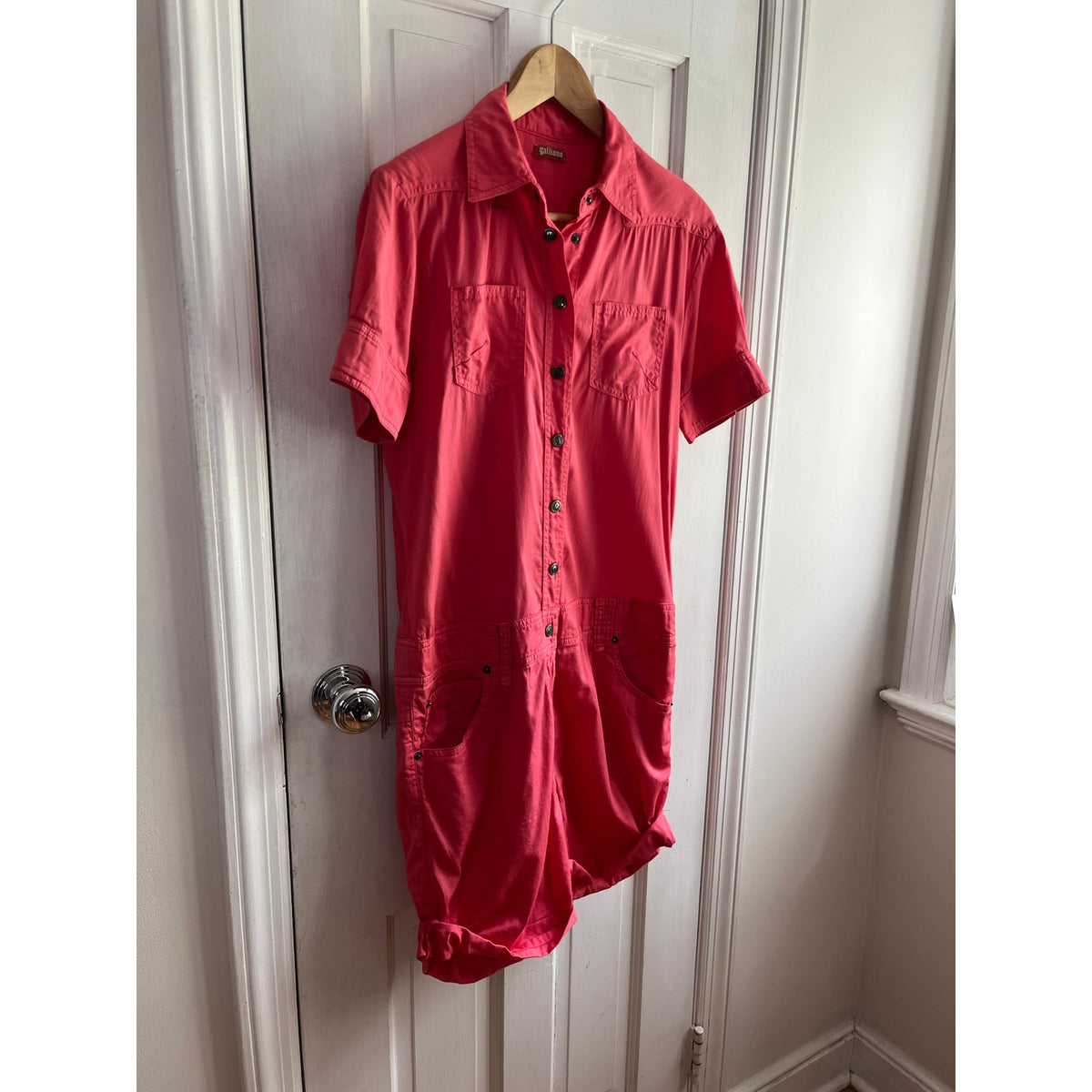 🌸 Galliano Archival Coral Utility Romper with Floral Tie Small 🌸