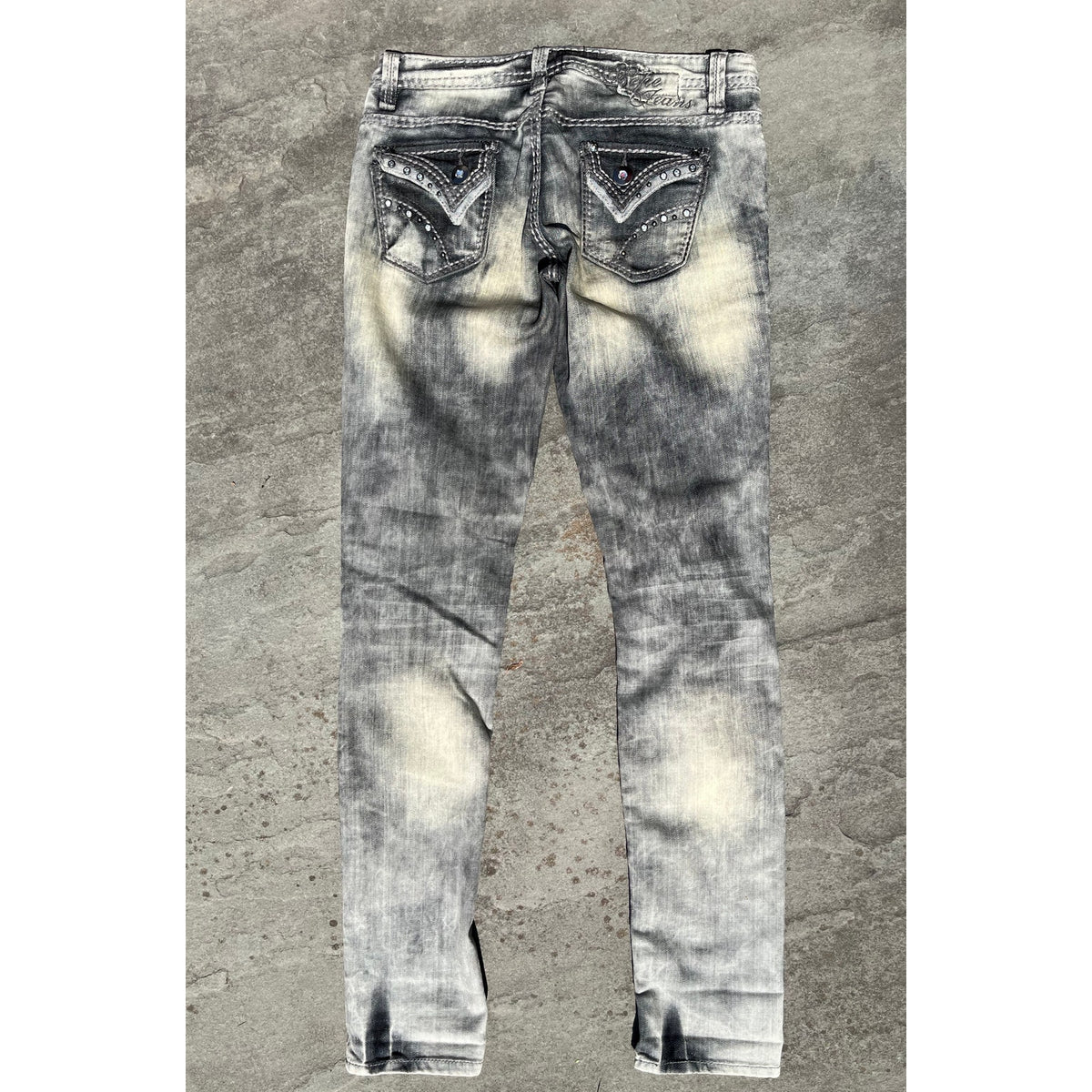 Vintage Pepe Jeans Ultra Low Rise Faded Grey Y2K McBling Acid Wash Jeans 28