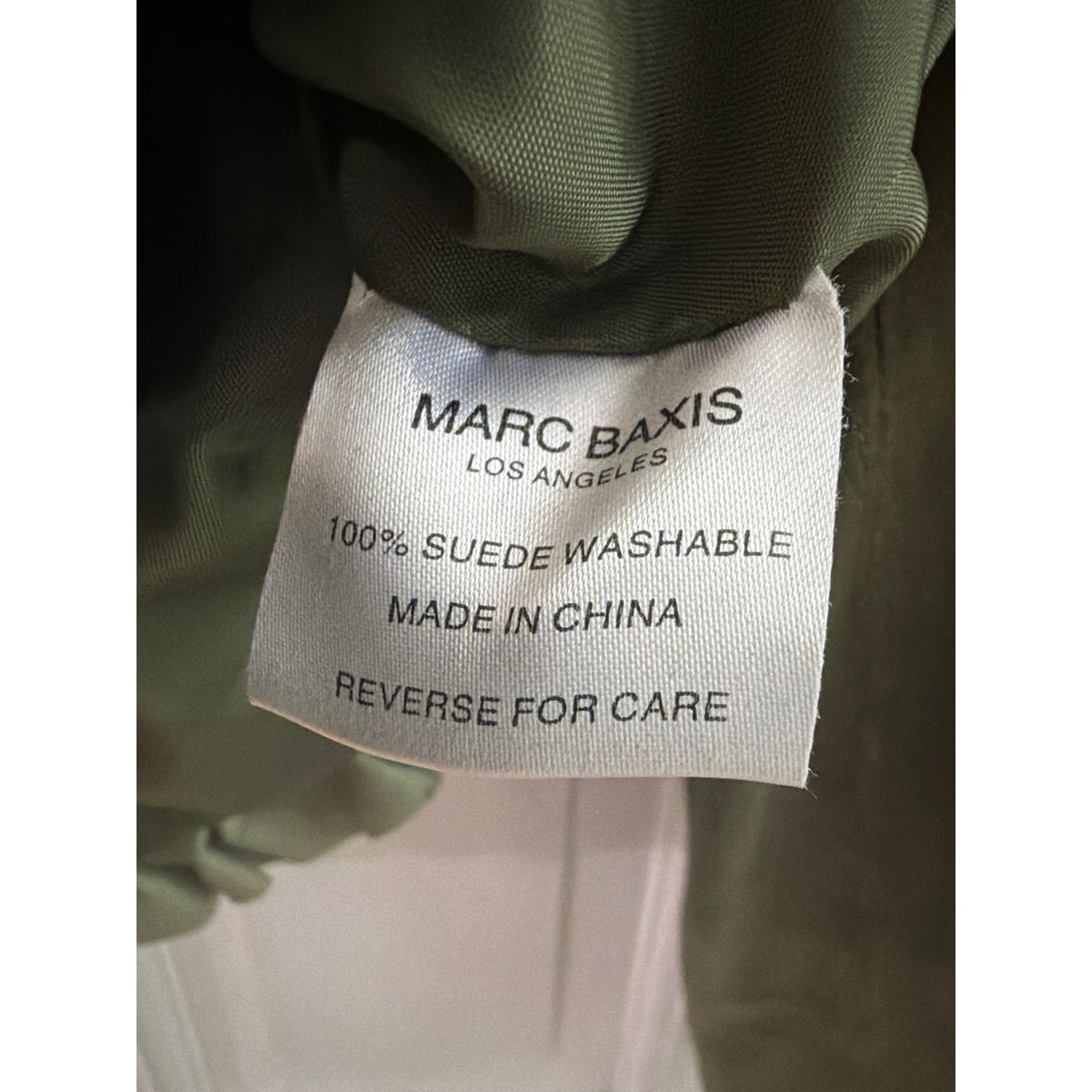 Vintage Marc Baxis Jacket Womens Small Green Genuine Suede Ruffle Trim Military