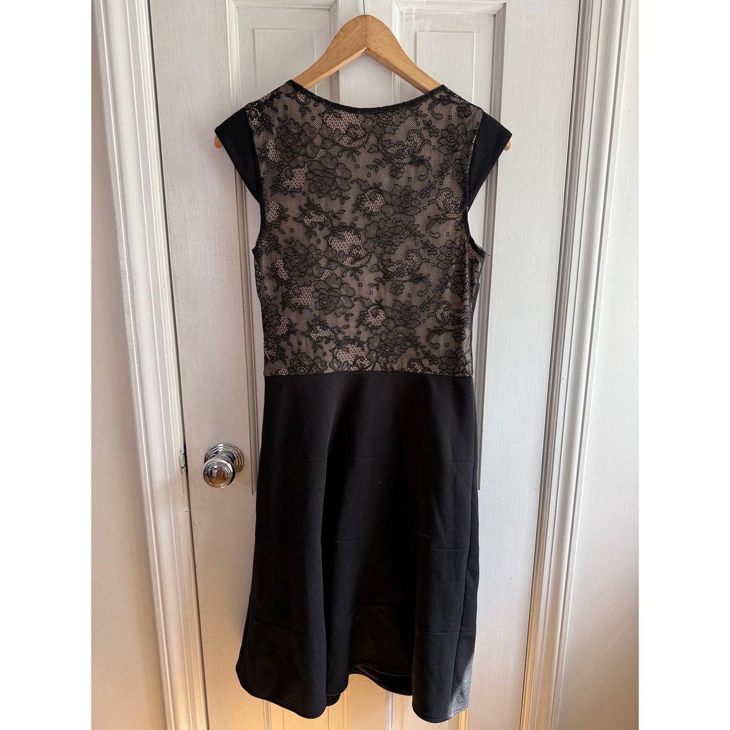 Betsey Johnson Black Fit and Flare Dress - Lace Insert - Size 6 - EUC