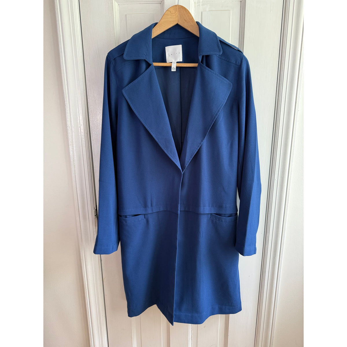 Leith Royal Blue Open Front Trench Coat - Lightweight Duster - Size Small - EUC
