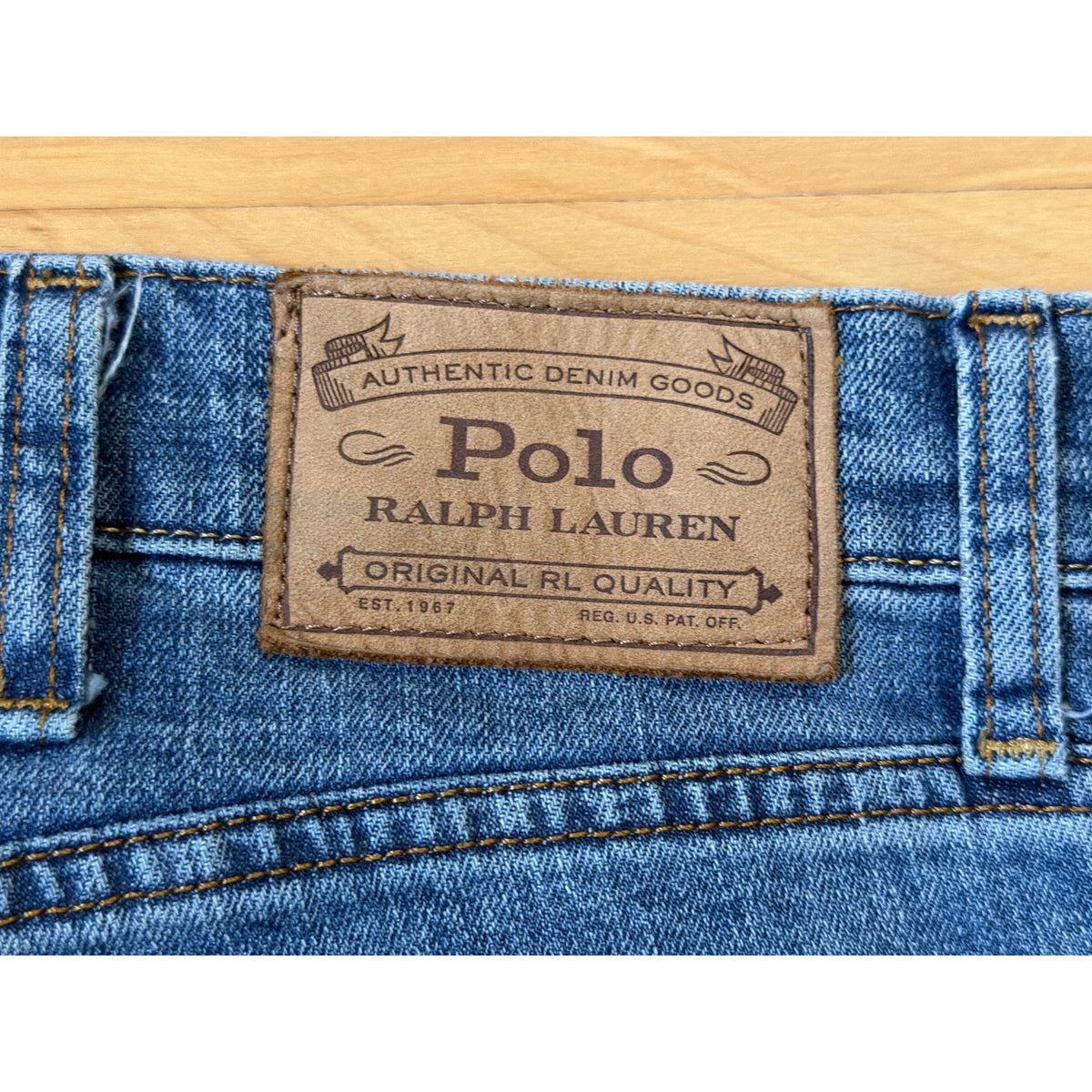 Vintage Polo Ralph Lauren Size 38 x 30  Blue Wide Leg Mens Jeans