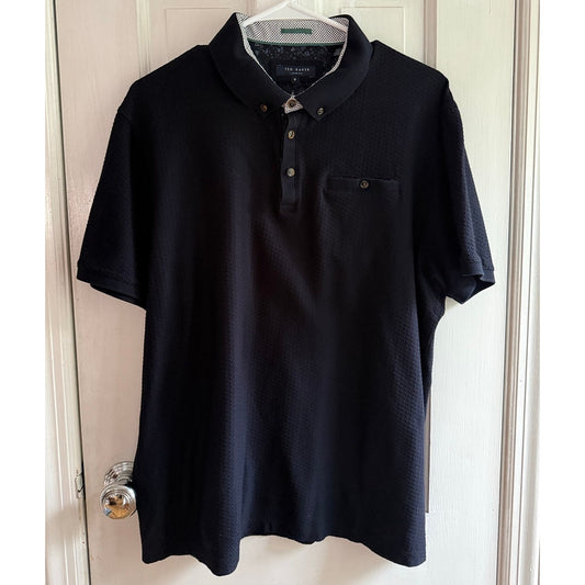 Ted Baker London Black Knit Polo Shirt Men’s Size 6(XXL) Classic EUC