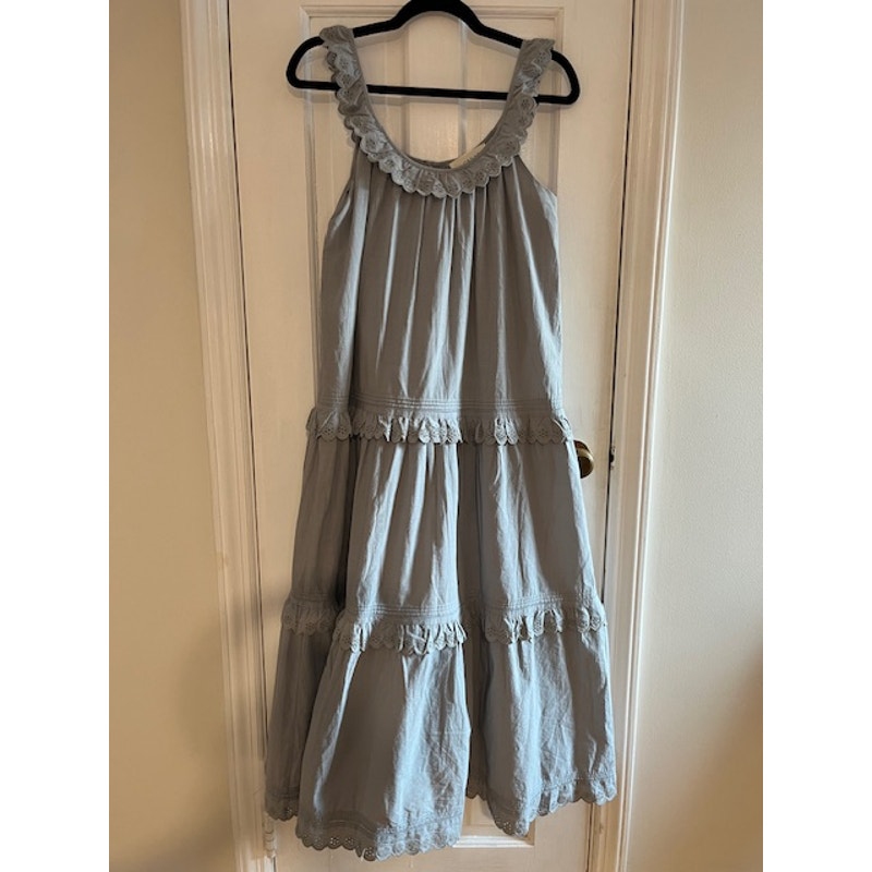 the Great. Magnolia eyelet tiered dress,  grey blue, Size 1, Small