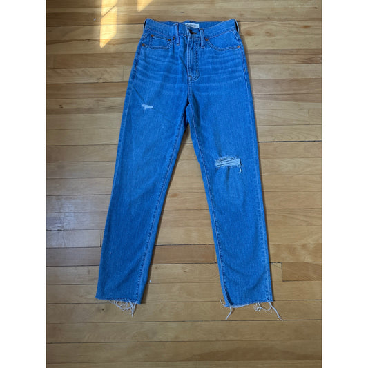 Madewell Size 25 Light Wash Mid Rise Vintage Slim Fit Ripped Jean