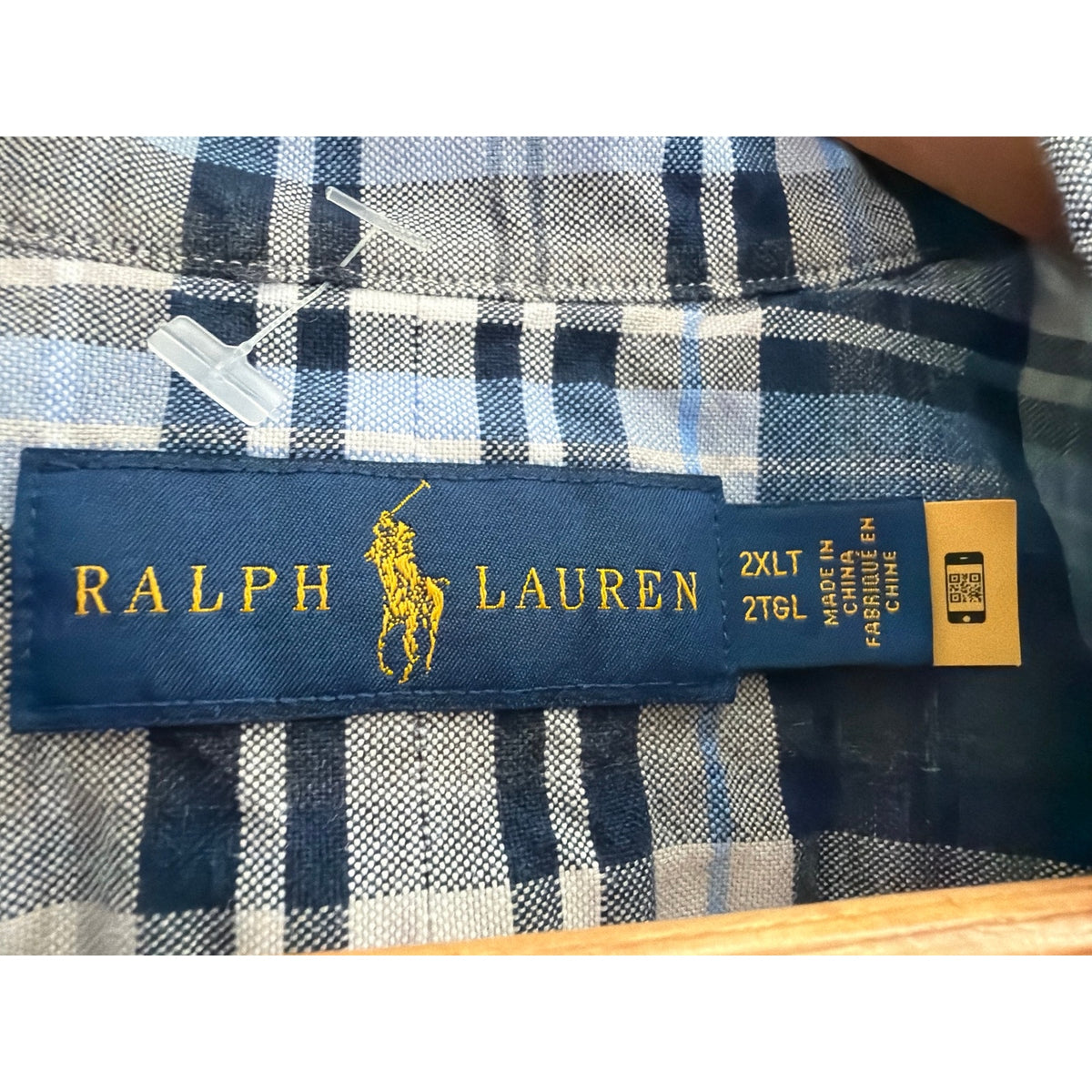 Polo Ralph Lauren 2XLT Big & Tall Plaid  Button Down Black Blue