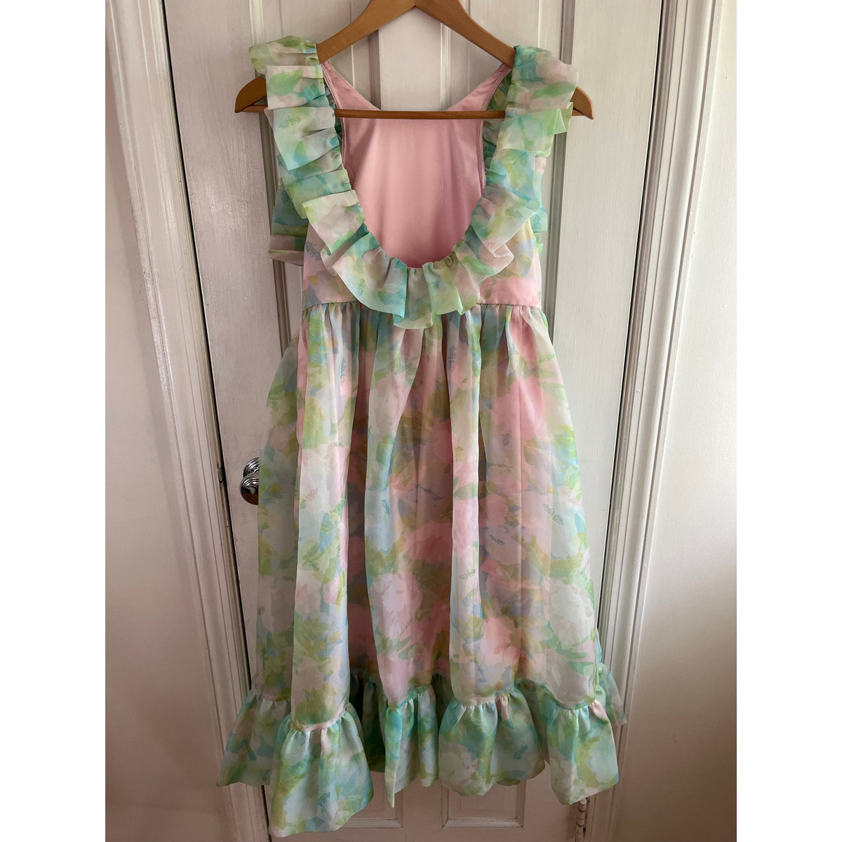 🌹 Selkie Maison Amory "Annabel" Ruffle Midi Dress in English Rose XS 🌹