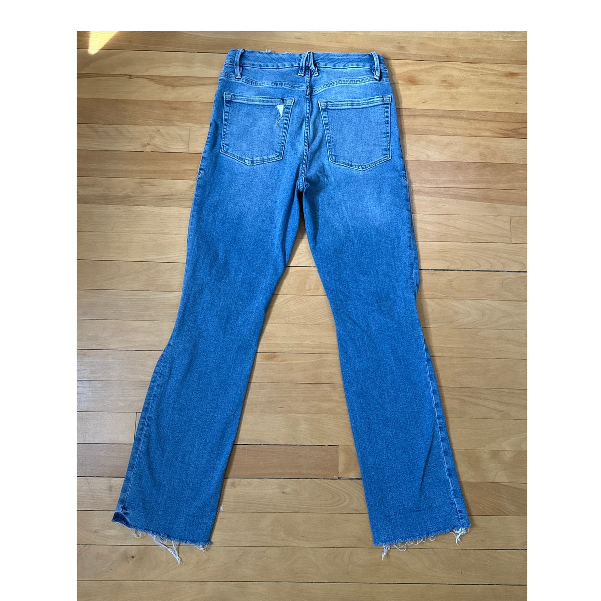 Good American Good Straight Ripped Frayed Ankle Jeans Size 4/27 EUC