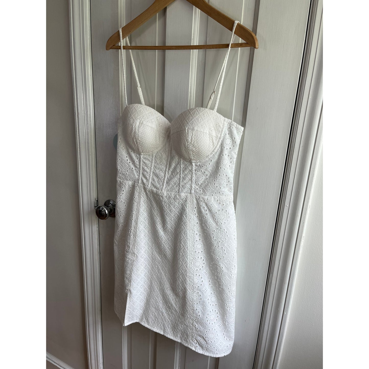 Hill House Home The Kitty Dress - White Eyelet Mini - Size Large - NWT