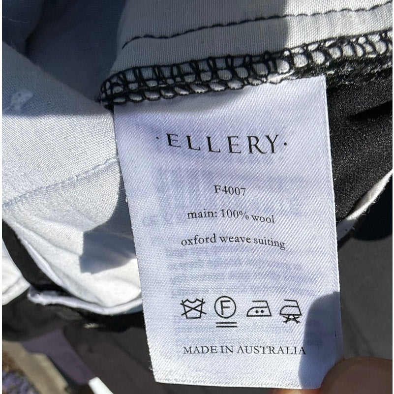 Ellery Black Flared Trousers White Contrast Stitching Size 4 EUC