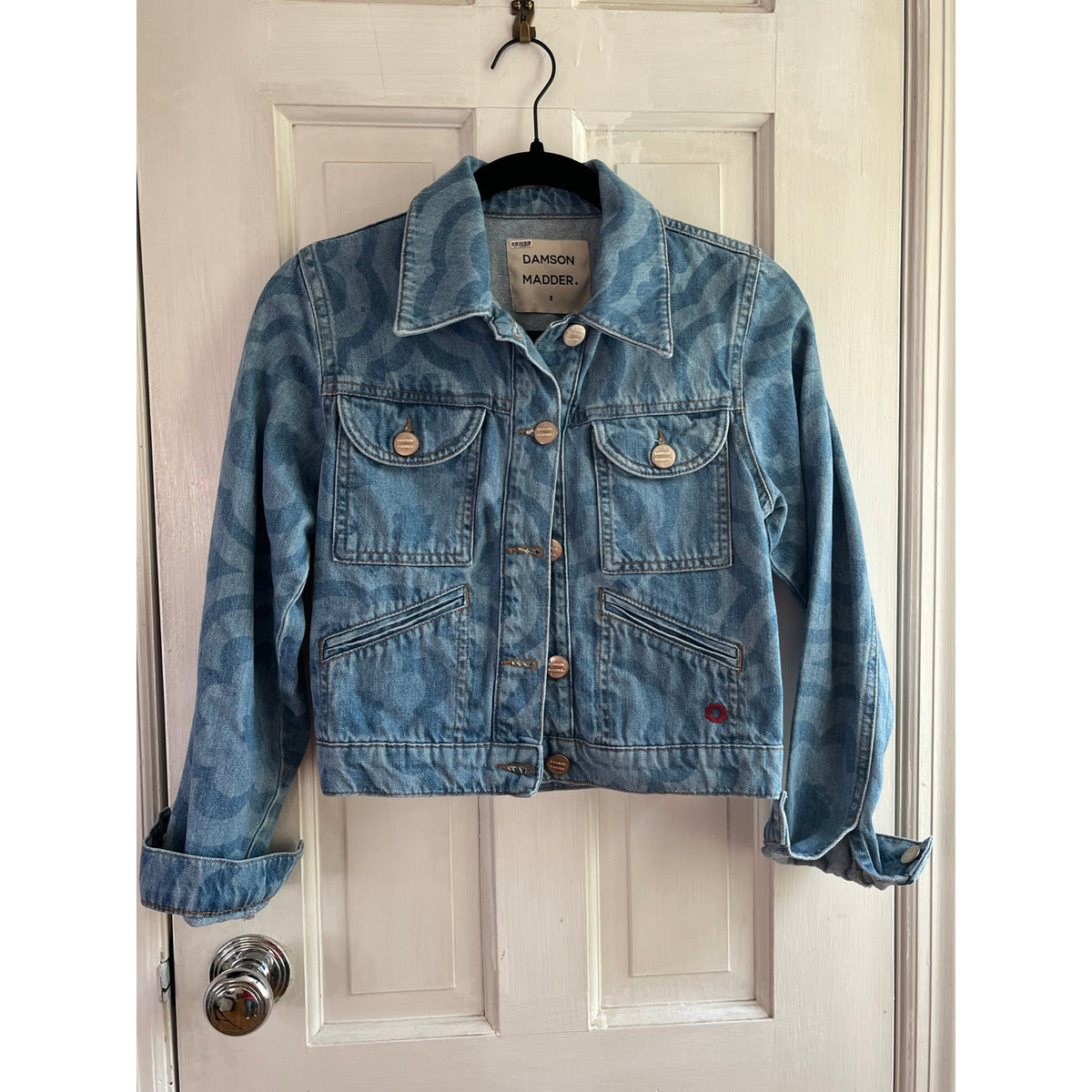 🌸 Damson Madder Dionne Floral Embroidered Denim Jacket US 4 🌸