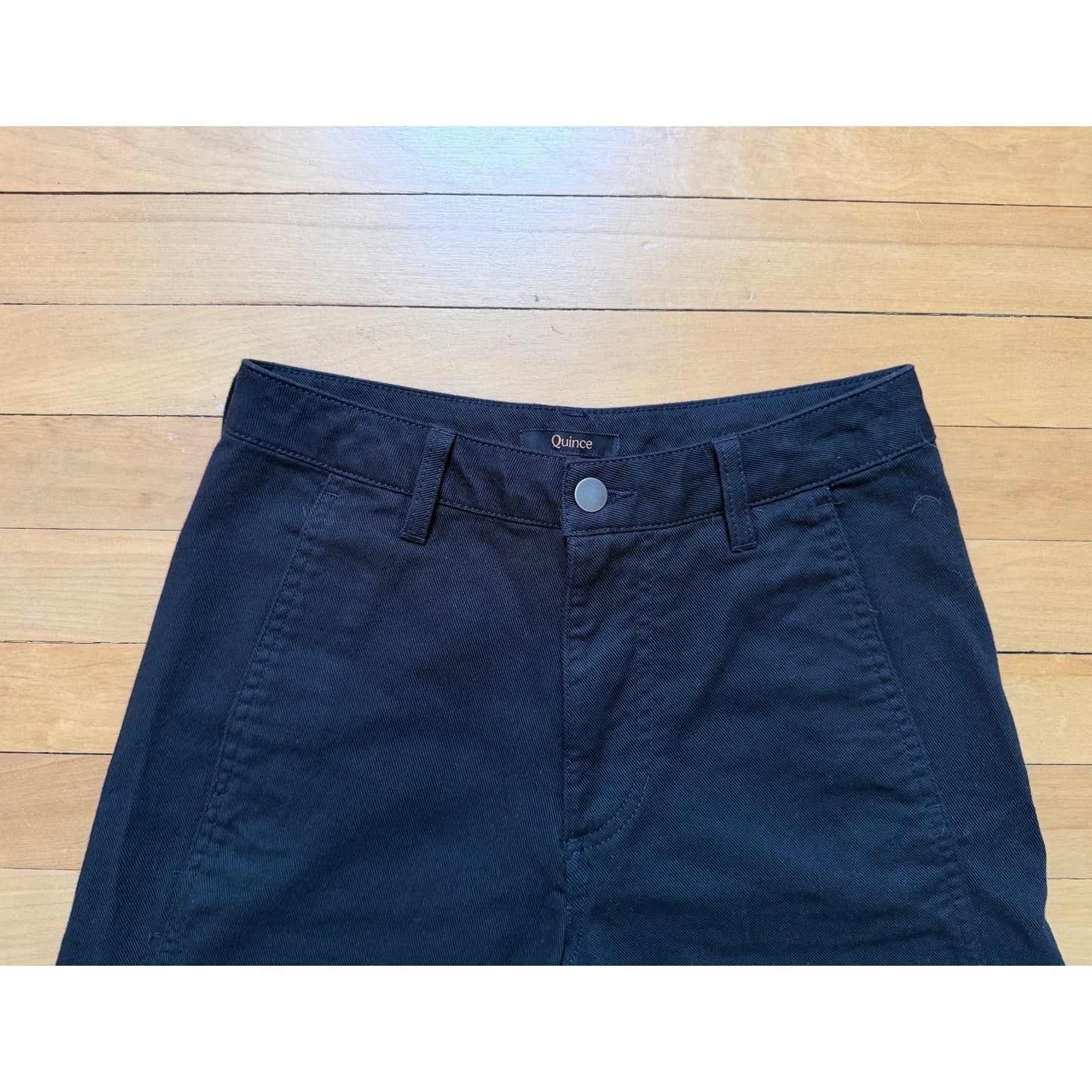 Quince Stretch Cotton Twill Barrel Pants Black Size 0 EUC
