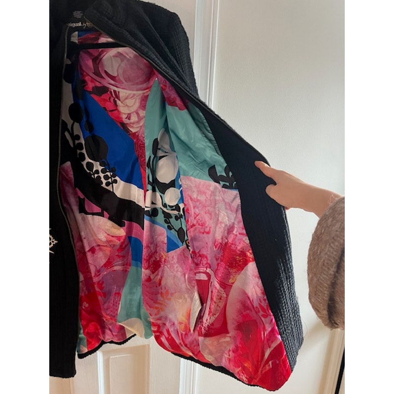 Desigual L’Adoration Long Black Wool Coat Sz 42