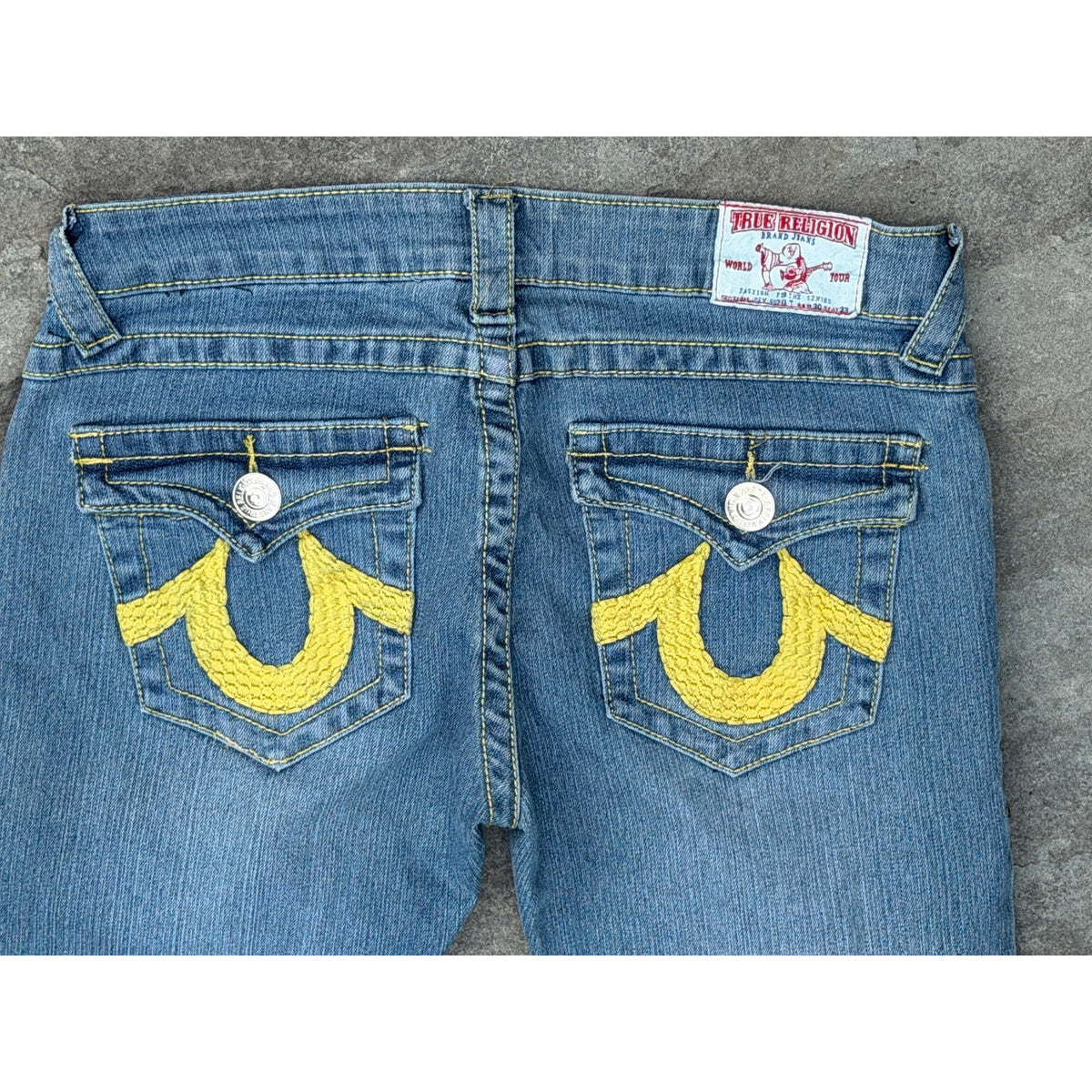 Vintage True Religion Flap Pocket Yellow Stitch Jeans Size 30
